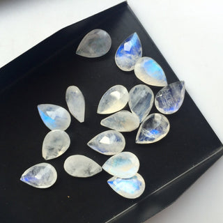 10 Pieces 11x8mm Rainbow Moonstone Pear Shaped Faceted Loose Gemstones SKU-MS19