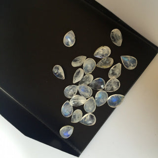 20 Pieces 7x5mm Rainbow Moonstone Pear Shaped Faceted Flashy Blue/White Color Loose Cabochons SKU-MS20