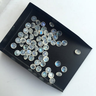 50 Pieces Wholesale 5mm Each Rainbow Moonstone Flashy Blue/White Faceted Round Shaped Loose Gemstone SKU-MS22