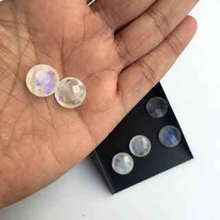 2 Pieces 13mm Each Rainbow Moonstone Round Shaped Matched Pairs Faceted Loose Gemstones SKU-MS24