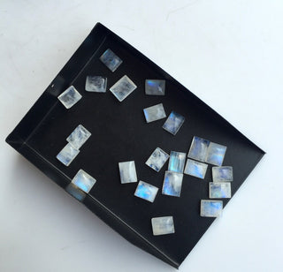 10 Pieces 8x5mm AAA Rainbow Moonstone Smooth Rectangle Shaped Loose Cabochons SKU-Ms35