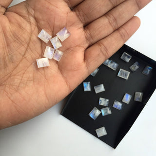 10 Pieces 8x5mm AAA Rainbow Moonstone Smooth Rectangle Shaped Loose Cabochons SKU-Ms35