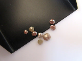 Rose Cut Diamond Loose, Rough Diamond Rose Cut, Red Raw Diamond, Faceted Cabochon, 5mm To 4mm Each, 3 Pieces