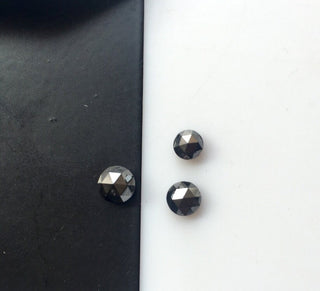 3pcs Rose Cut Diamond Loose, Rough Diamond Rose Cut, Black Raw Diamond, Faceted Cabochon, 5mm To 4mm Each