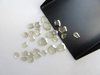 30 Pieces Wholesale White Moissanite Rose Cut, Flat Back Rose Cut Moissanite Cabochon, Mossanite Slice, 7mm To 10mm, MO4