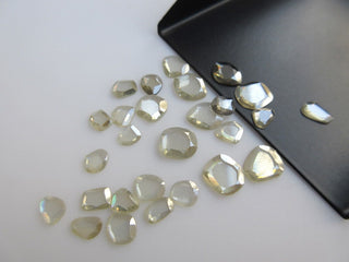 5 Pieces White Moissanite Rose Cut Flat Back Cabochon Slice 5mm To 7mm SKU-MO3