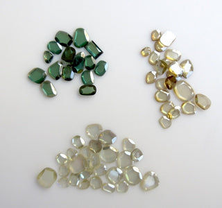 30 Pieces Wholesale White Moissanite Rose Cut, Flat Back Rose Cut Moissanite Cabochon, Mossanite Slice, 7mm To 10mm, MO4