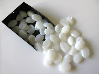 8 Pieces 16mm to 18mm Each White Natural Opal Faceted Rose Cut Flat Loose Cabochons RS71