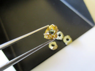 Large Hole Beads, 2mm Hole Size, Natural Loose Raw Yellow Diamond Beads, Rough Diamond, Conflict Free, Chain It And Wear It, DDS22/4