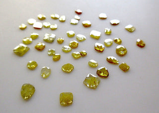 Yellow Diamond Slice Loose, Faceted Flat Back Diamond Rose Cut Slice, Extra Lustre Conflict Free Diamonds, 3mm To 4.5mm/4.5mm To 7mm, Sl28
