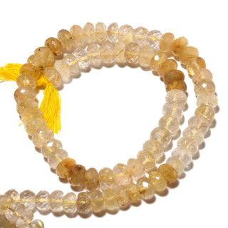 Golden Rutilated Quartz Faceted Rondelle Beads, 8mm Gold Rutilated Quartz, Sold As 7 Inch Half Strand/13 Inch Full Strand, SKU-S41