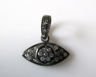 1 Pc Evil Eye Sterling Silver Charm Pendant, Cubic Zirconia Pave Diamond Pendant, CZ Evil Eye Pendant (Pd44)