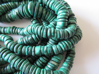 Malachite Tyre Beads Necklace, Natural Malachite Round Heishi Beads, 6mm To 13mm Beads, Sold As 9 Inch Strand/18 Inch Strand, SKU-2580