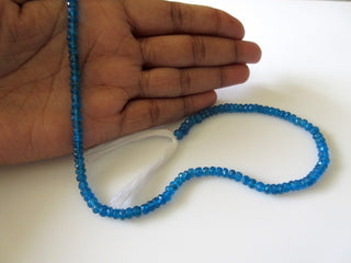 Blue Apatite Faceted Rondelles Beads, 5mm Natural AAA Apatite Beads, Sold As 6.5 Inch Half Strand/13.5 Inch Strand/5 Strands, SKU-2638