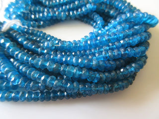 Natural Blue Apatite Rondelle Beads 4.5mm Faceted Rondelles Apatite Beads 15 Inch Strand SKU-2643 - Rondelles Ovals &