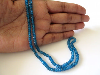5 strands Wholesale Natural Blue Apatite Rondelle Beads, 4.5mm Faceted Rondelles, Apatite Beads, 15 Inch Strand, SKU-2643