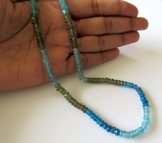 5 Strands Wholesale Natural Green Apatite Blue Apatite Rondelle Bead, 5.5mm Faceted Rondelle Beads, 13.5 Inch Strand, SKU-2659