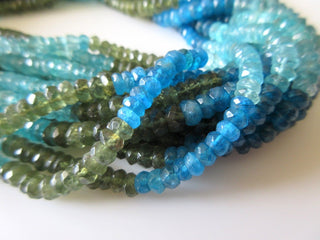 Natural Green Apatite Blue Apatite Rondelle Bead, 5.5mm Faceted Rondelle Beads, Multi Color Apatite Beads, 13.5 Inch Strand, SKU-2659