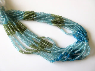 Natural Multi Color Blue Apatite Green Apatite Faceted Rondelle Beads 3mm approx, 13.5 Inch Strand, Sold As 1 Strand/50 Strands, SKU-2654