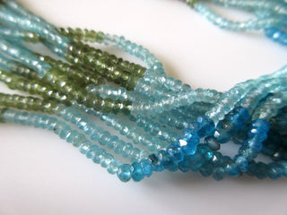 Natural Multi Color Blue Apatite Green Apatite Faceted Rondelle Beads 3mm approx, 13.5 Inch Strand, Sold As 1 Strand/50 Strands, SKU-2654