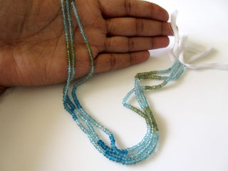 Natural Multi Color Blue Apatite Green Apatite Faceted Rondelle Beads 3mm approx, 13.5 Inch Strand, Sold As 1 Strand/50 Strands, SKU-2654