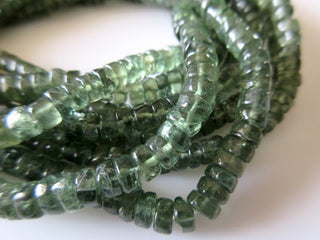 5 Strands Natural Green Apatite Tyre Beads, 4mm To 4.5mm Heishi Beads, Apatite Beads, Wholesale Gemstones, 13.5 Inch Strand, SKU-2667