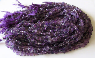 5 Strands Wholesale Amethyst Flat Coin Beads, Natural Amethyst Beads, 7mm Beads, 13.5 Inches Each Strand, SKU-2717