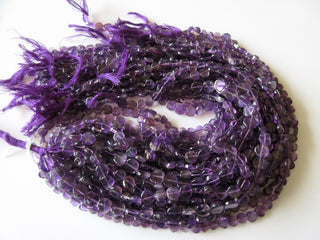 10 Strands Wholesale Amethyst Flat Coin Beads, Natural Amethyst Beads, 7mm Beads, 13.5 Inches Each Strand, SKU-2717