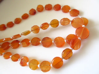 Carnelian Flat Coin Beads, Natural Carnelian Gemstone Beads, 6mm To 9mm Beads, 15 Inch Strand, SKU-2832/1