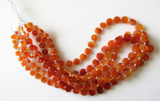 Carnelian Flat Coin Beads, Natural Carnelian Gemstone Beads, 6mm To 9mm Beads, 15 Inch Strand, SKU-2832/1