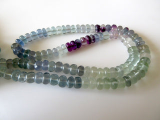 Rainbow Fluorite Smooth Rondelle Beads, Blue/Green/Purple Fluorite Bead, 9mm to 10mm Beads, Sold As 18 Inch Strand, SKU-2861/1