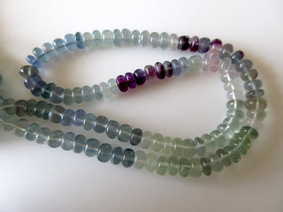 Rainbow Fluorite Smooth Rondelle Beads, Blue/Green/Purple Fluorite Bead, 9mm to 10mm Beads, Sold As 18 Inch Strand, SKU-2861/1