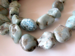 Larimar Tumble Beads, Natural Larimar Beads, Larimar Jewelry, 12mm To 18mm Each, 8 Inch Half Strand, SKU-2878/2