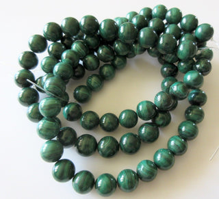 11mm Malachite Round Beads, Natural Malachite Beads, Wholesale Malachite Gemstones, Sold As 7.5 Inch Strand/15 Inch Strand, SKU-2965