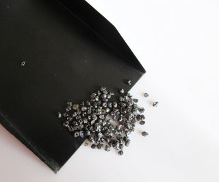 3mm To 2mm Drilled Black Color Natural Raw Rough Diamond Chips, Natural Uncut Diamond Beads, Sold As 12 Pieces/60 Pieces, DCUL