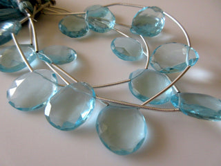 5 Pieces 15mm To 18mm Each Hydro Quartz Blue Topaz Color Rose Cut Side Drilled Faceted Flat Back Loose Cabochons RR8/1