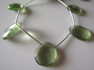 5 Pieces 15mm to 18mm Hydro Quartz Green Amethyst Color Side Drilled Faceted Flat Back Rose Cut Loose Cabochons RR15/1
