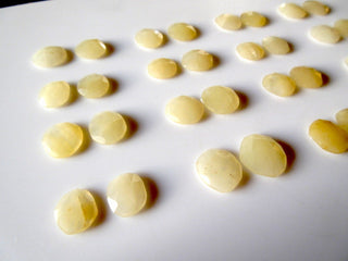 2 Matched Pairs 13mm to 14mm Yellow Aventurine Rose Cut Flat Back Faceted Loose Cabochons RCC5