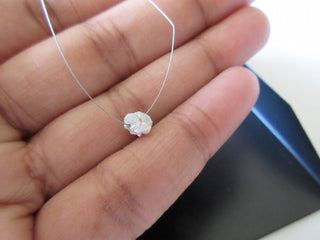 1 Piece Natural White Rough Diamond Drilled, 1mm Large hole Diamond Bead, White Raw Uncut Diamond, 5-5.5mm Approx, DDS104/1