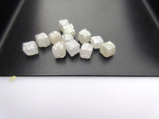 5 Pieces 3mm to 3.5mm Natural Earth Mined Box shaped White Grey Diamond Cubes, Rare Natural Rough Uncut Diamond Cubes, DDS110/1
