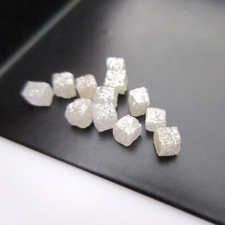 2 Pieces 3mm to 4mm Box shaped White Grey Diamond Cube, Rare Natural Rough Uncut Diamond Cubes, DDS110/1