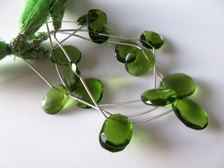 5 Pieces 15mm to 18mm Each Peridot Color Hydro Quartz Rose Cut Side Drilled Faceted Flat Back Cabochons RR19/1