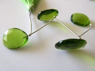 5 Pieces 15mm to 18mm Each Peridot Color Hydro Quartz Rose Cut Front Drilled Faceted Flat Back Loose Cabochons RR20/1