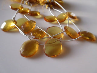 5 Pieces 15mm To 18mm Each Hydro Quartz  Rose Cut Citrine Color Side Drilled Faceted Flat Back Loose Cabochons RR25/1