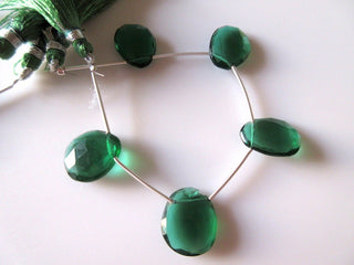 5 Pieces 15mm to 18mm Hydro Quartz Rose Cut Emerald Color Side Drilled Faceted Flat Back Loose Cabochons RR26/1