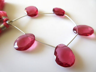 5 Pieces 15mm to 18mm Rose Cut Ruby Color Hydro Quartz Side Drilled Faceted Flat Back Loose Cabochons RR29/1
