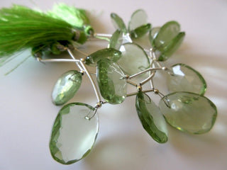 5 Pieces 15mm to 18mm Hydro Quartz Green Amethyst Color Front Drilled Faceted Flat Back Rose Cut Loose Cabochons RR31/1