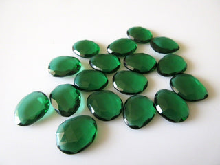 5 Pieces 14mm To 18mm Each Hydro Quartz Emerald Color Rose Cut Faceted Flat Back Loose Cabochons RC113