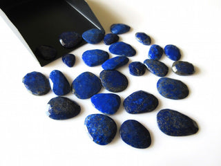 5 Pieces Huge 14mm to 20mm Natural AAA Lapis Lazuli Rose Cut Faceted Flat Back Loose Cabochons Sku-RC117