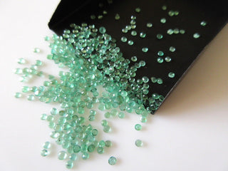100 Pieces 2mm To 3mm Natural Emerald Faceted Round Shaped Flat Back Loose Cabochons SKU-RCL13